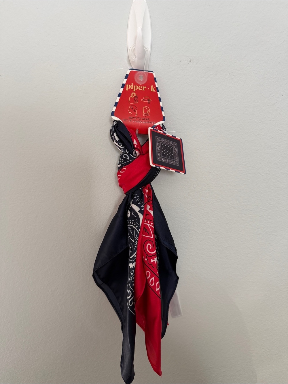 Piper K | Classic Navy & Red Bandana Scarfs